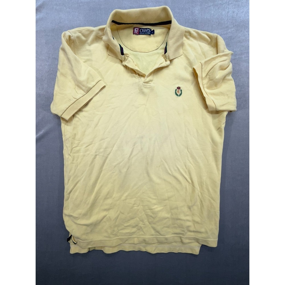 Chaps Ralph Lauren Yellow Polo Shirt Logo Size Large - Picture 1 of 14